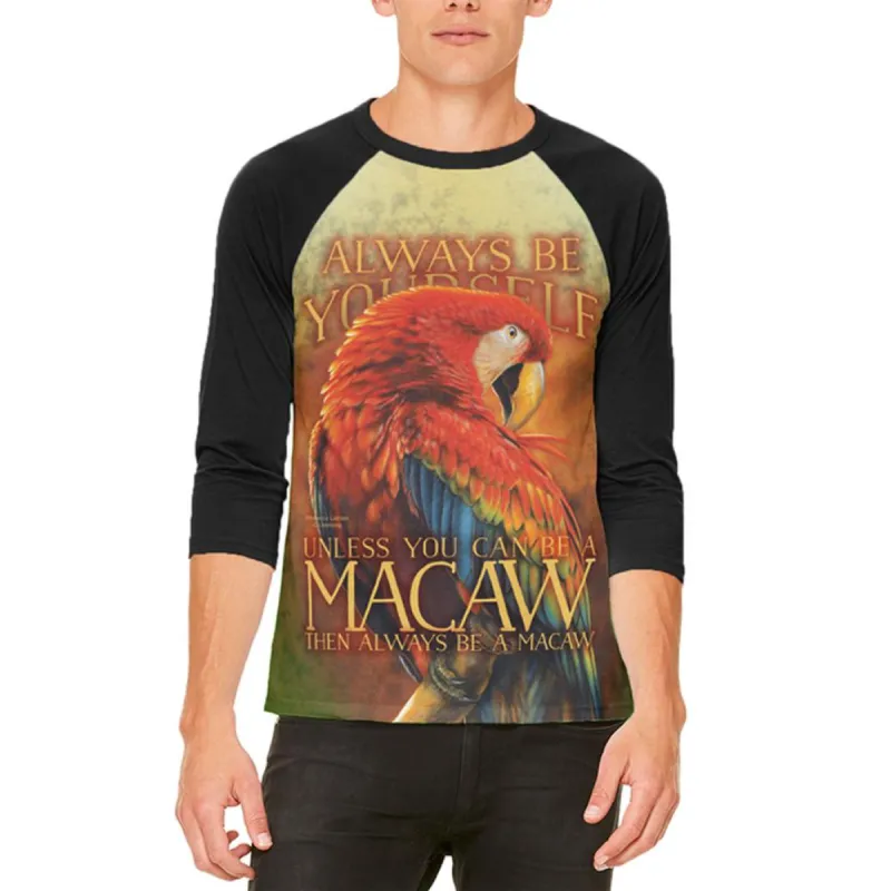 Always Be Yourself Unless Scarlet Macaw Mens Raglan T Shirt sold by Old Glory