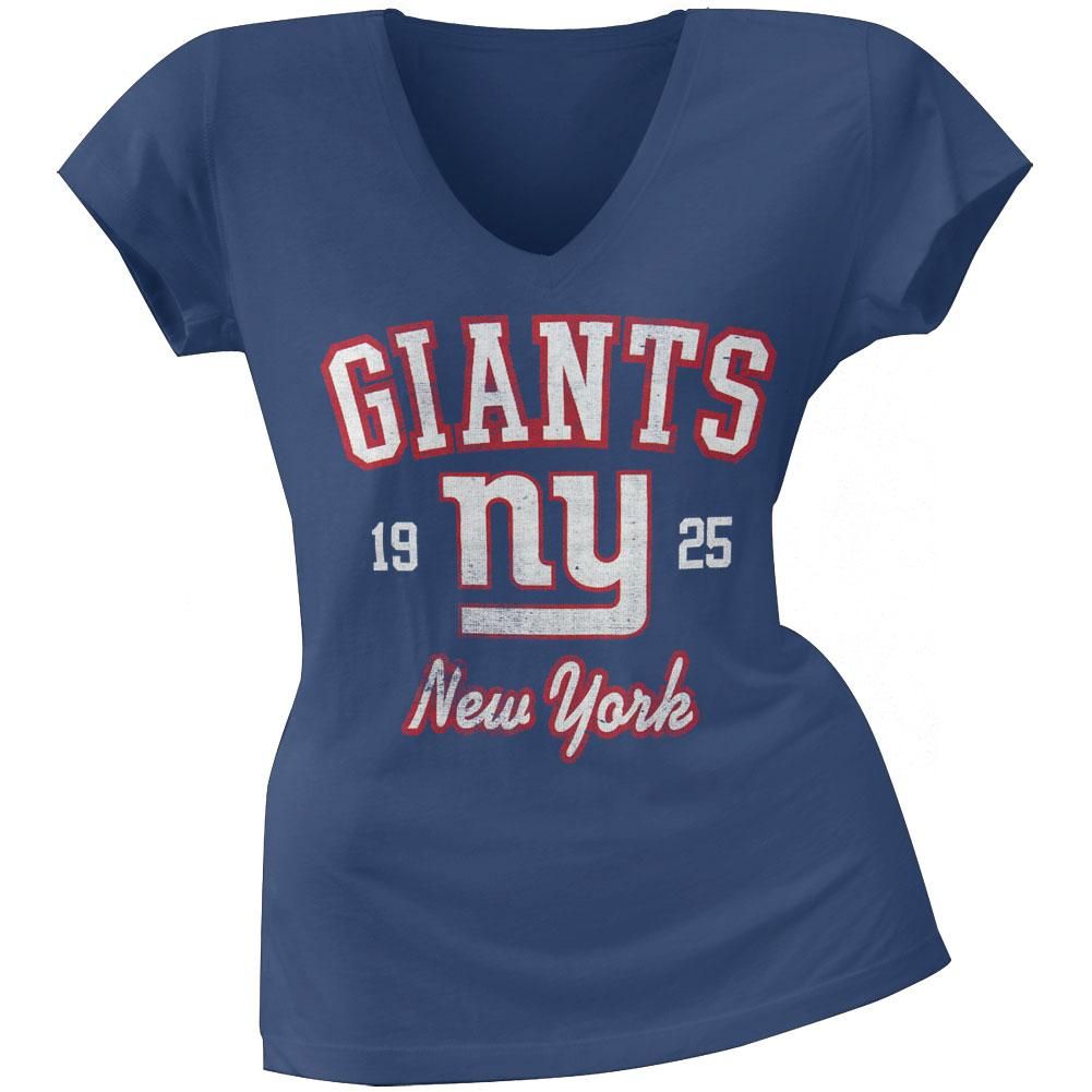 New York Giants - Flanker Logo Premium Juniors V-Neck T-Shirt sold by Old Glory