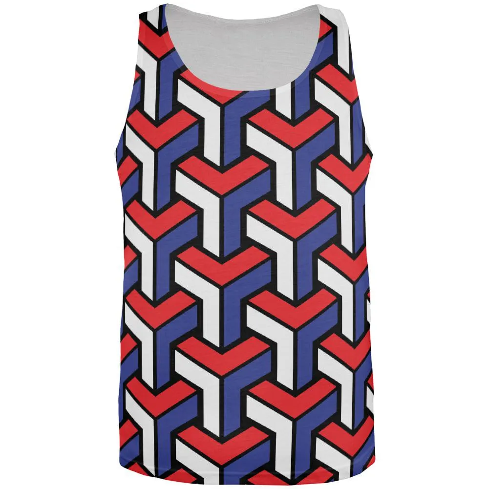 3D Red White Blue Blocks All Over Mens Tank Top sold by Old Glory