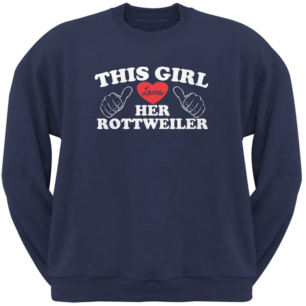 This Girl Loves Her Rottweiler Navy Adult Crew Neck Sweatshirt sold by Old Glory