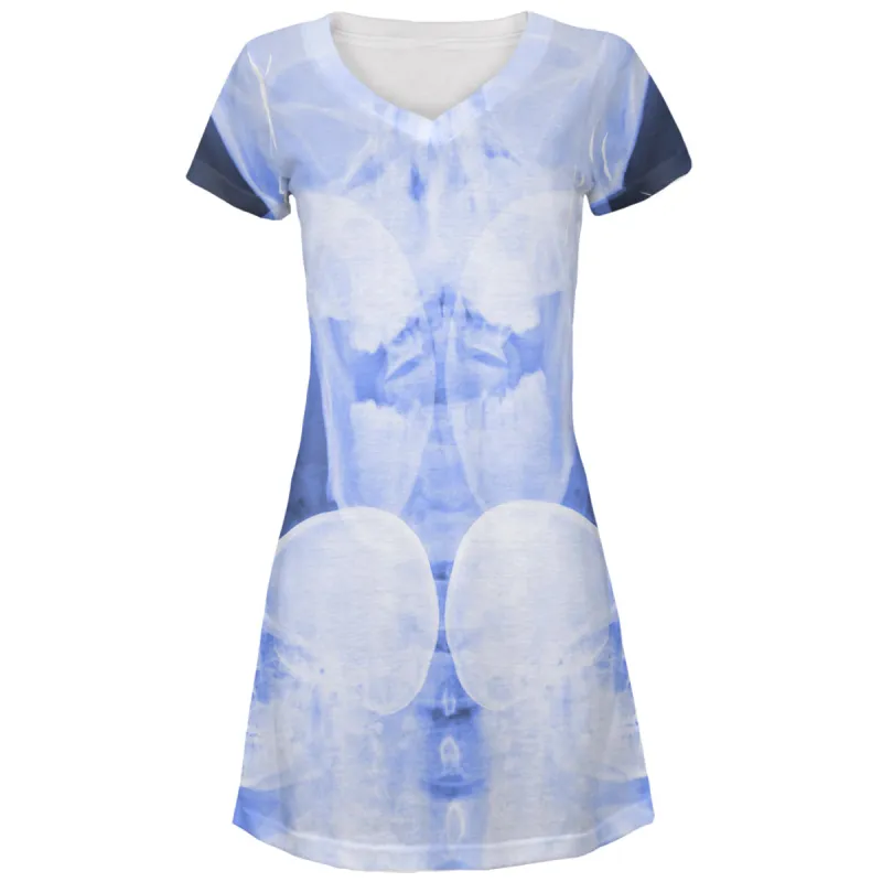 Dead Inside Skull X-Ray Juniors V-Neck Beach Cover-Up Dress sold by Old Glory