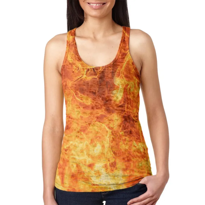 Flames Fire Juniors Burnout Racerback Tank Top sold by Old Glory