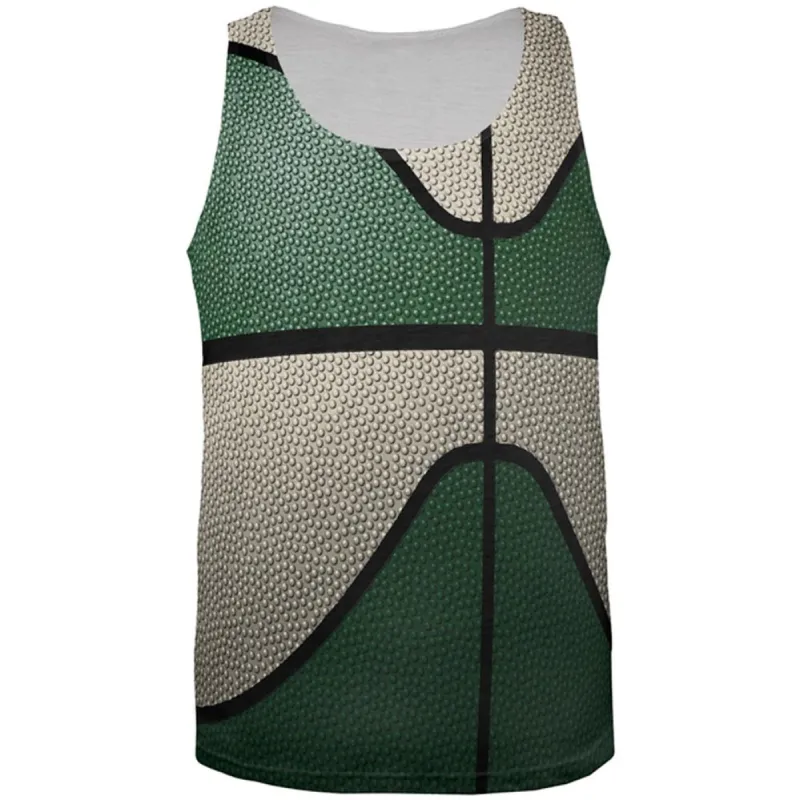 Championship Basketball Forest Green and Cream All Over Mens Tank Top sold by Old Glory