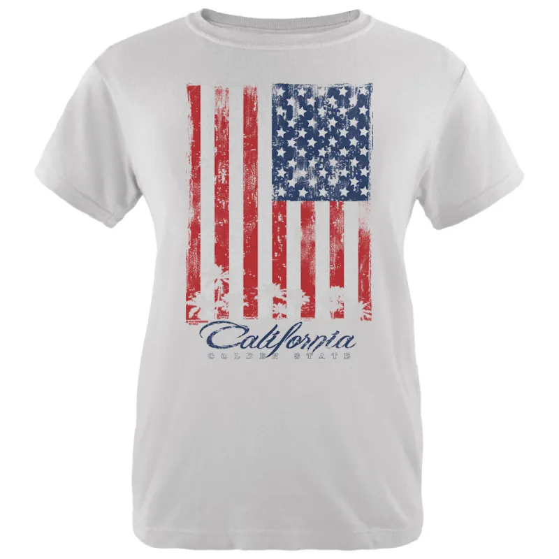 Flag Palm Trees California Golden State Womens Organic T Shirt sold by Old Glory