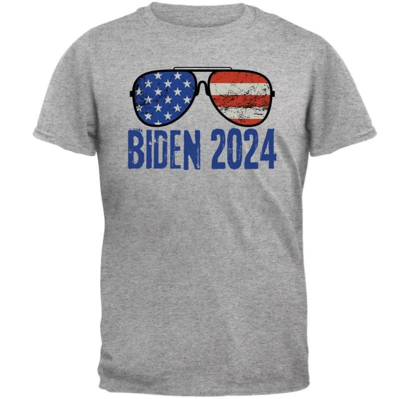 Election 2024 Biden USA Patriotic Aviator Glasses Mens T Shirt sold by Old Glory