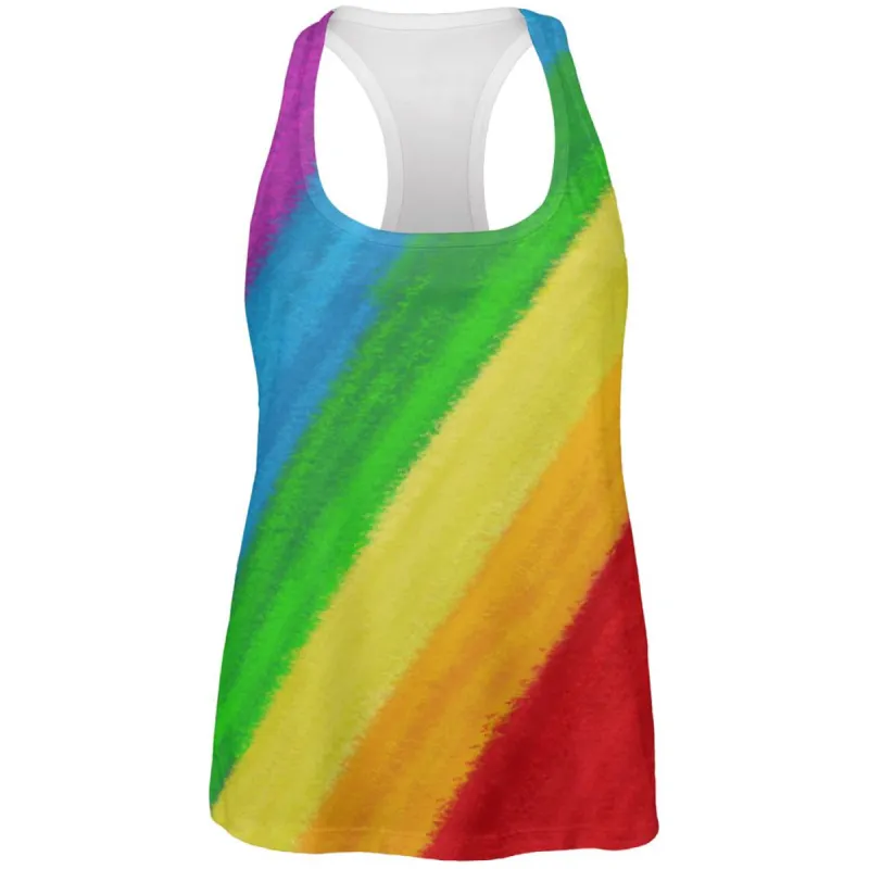 LGBTQ Rainbow Pride Crayon Flag All Over Womens Work Out Tank Top sold by Old Glory