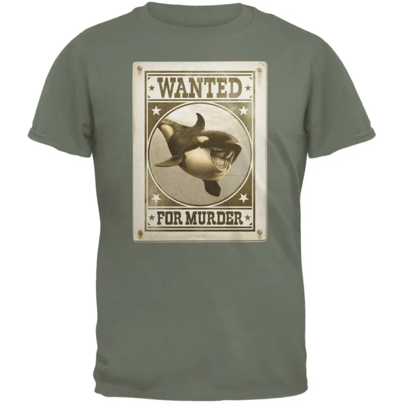 Orca Killer Whale Wanted For Murder Natural Adult T-Shirt sold by Old Glory