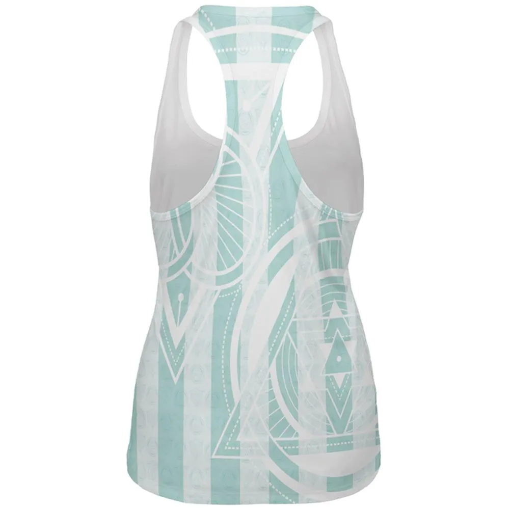 Summer Sacred Geometry Teal Stripes All Over Womens Work Out Tank Top sold by Old Glory product image thumbnail 2