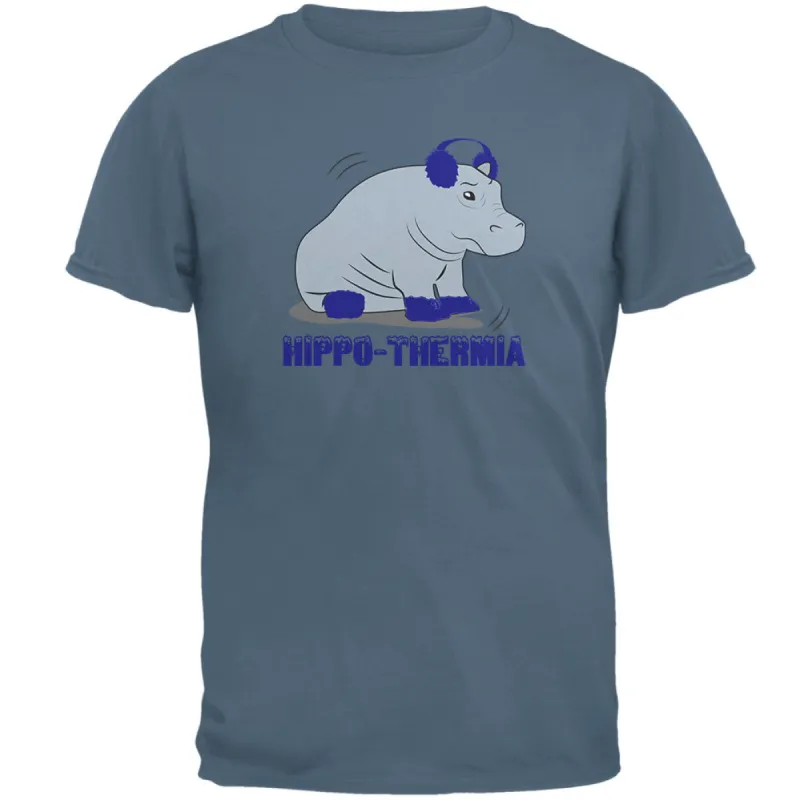 Hippo Hippothermia Cold Winter Funny Mens T Shirt sold by Old Glory