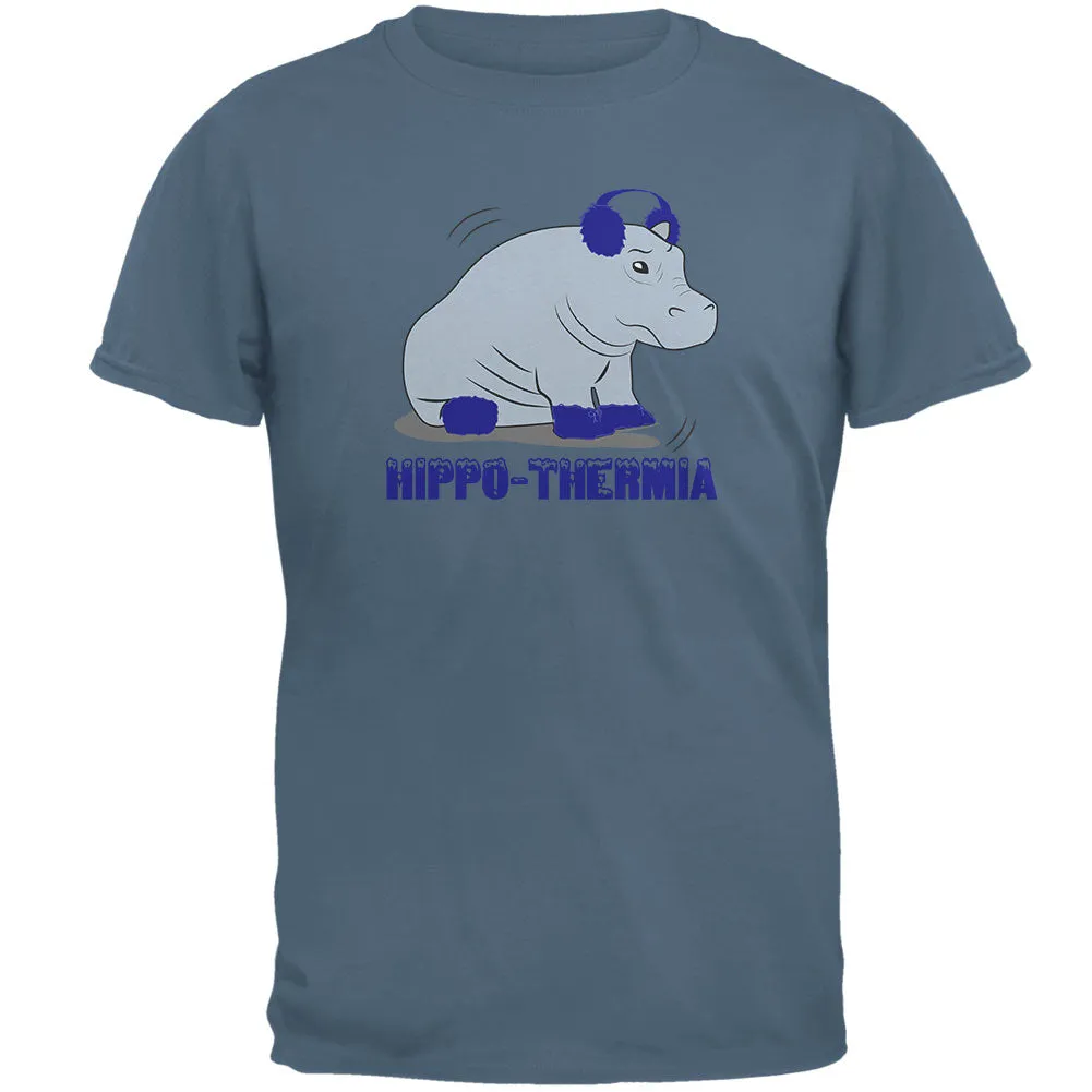 Hippo Hippothermia Cold Winter Funny Mens T Shirt sold by Old Glory