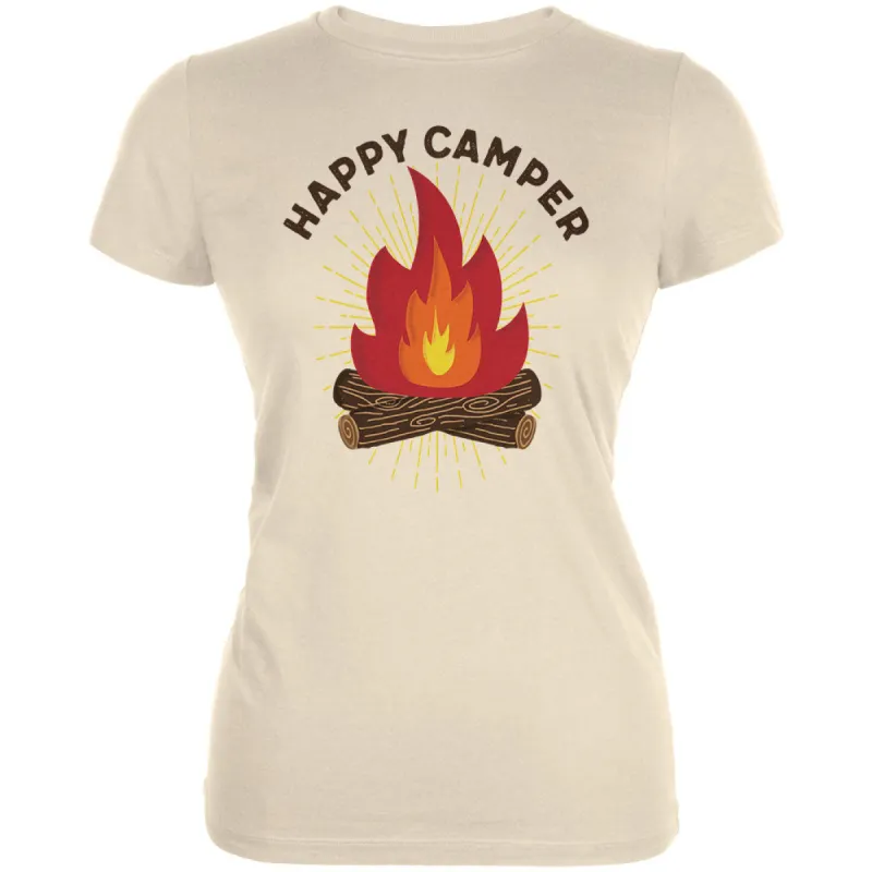 Hiking Happy Camper Campfire Juniors Soft T Shirt sold by Old Glory
