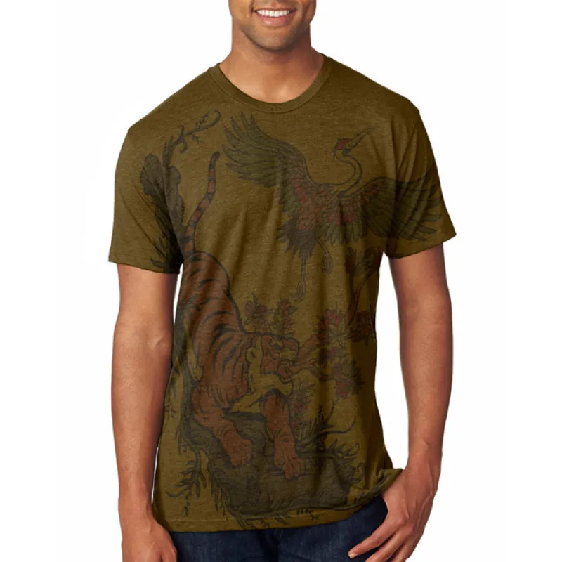 The Tiger and Crane Men's Soft T-Shirt sold by Old Glory