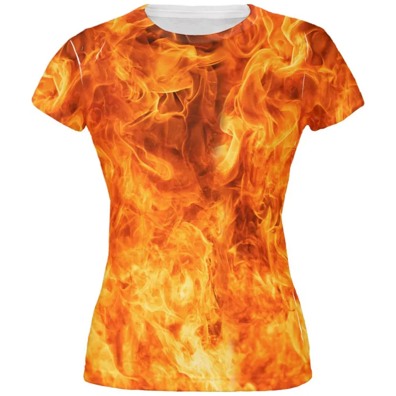 Flames Fire All Over Juniors T Shirt sold by Old Glory