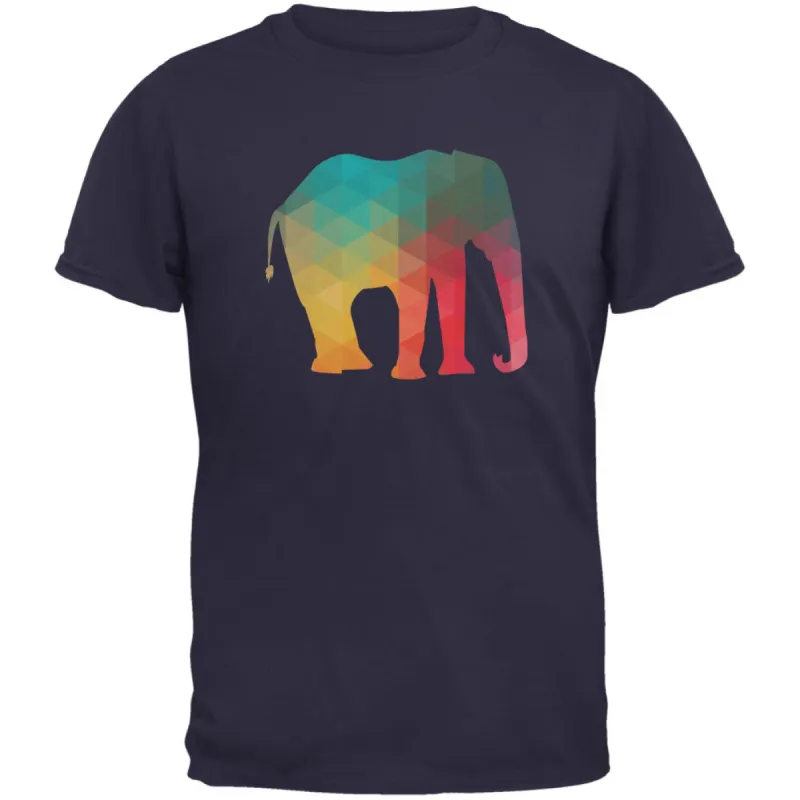 Elephant Geometric Navy Adult T-Shirt sold by Old Glory