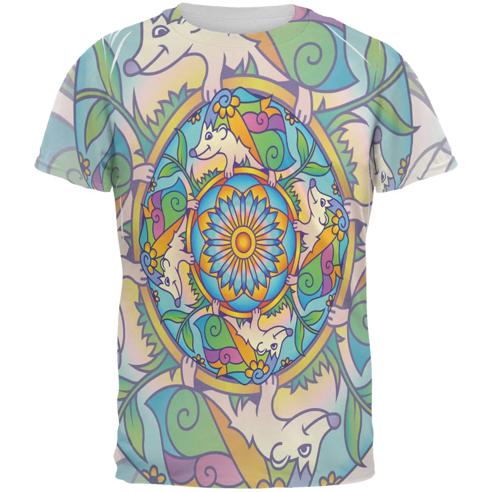 Mandala Trippy Stained Glass Hedgehog All Over Mens T Shirt sold by Old Glory