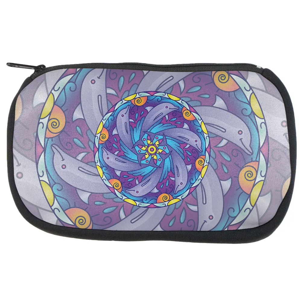 Mandala Trippy Stained Glass Dolphins Makeup Bag sold by Old Glory