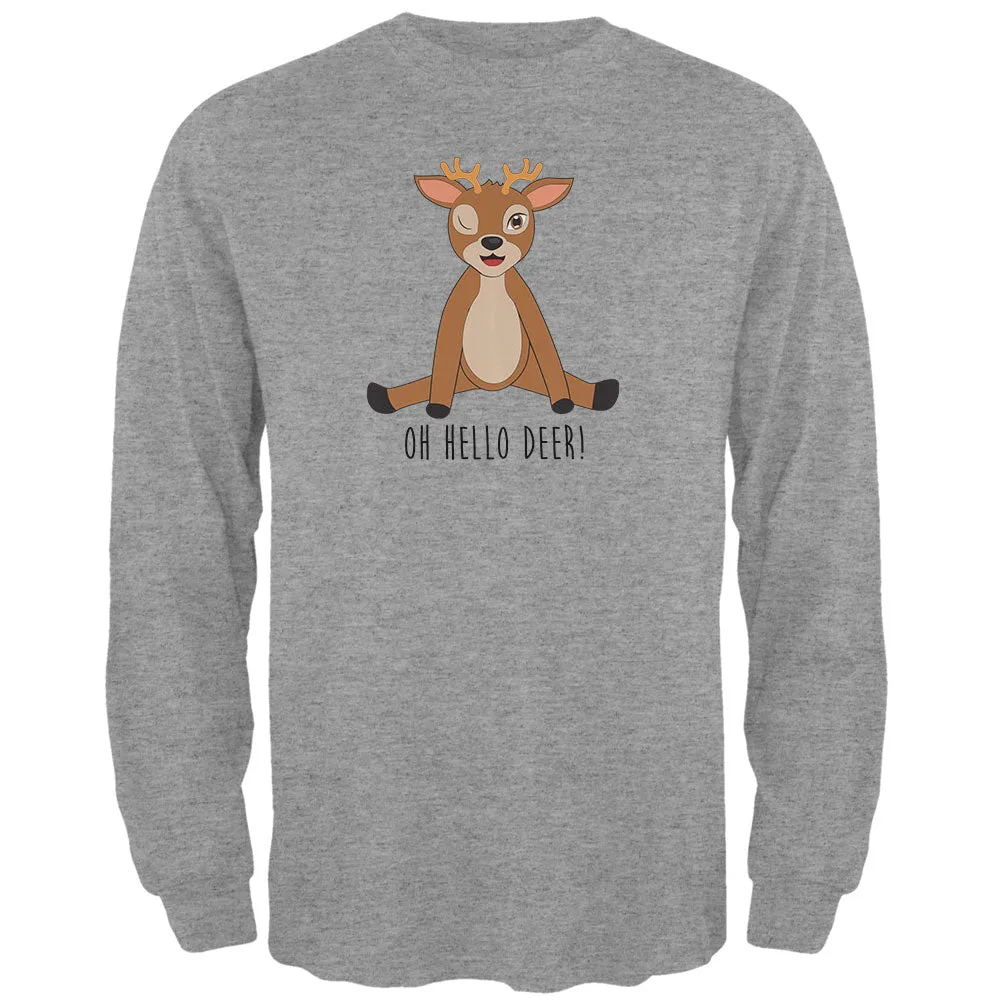 Oh Hello Deer Funny Pun Mens Long Sleeve T Shirt sold by Old Glory