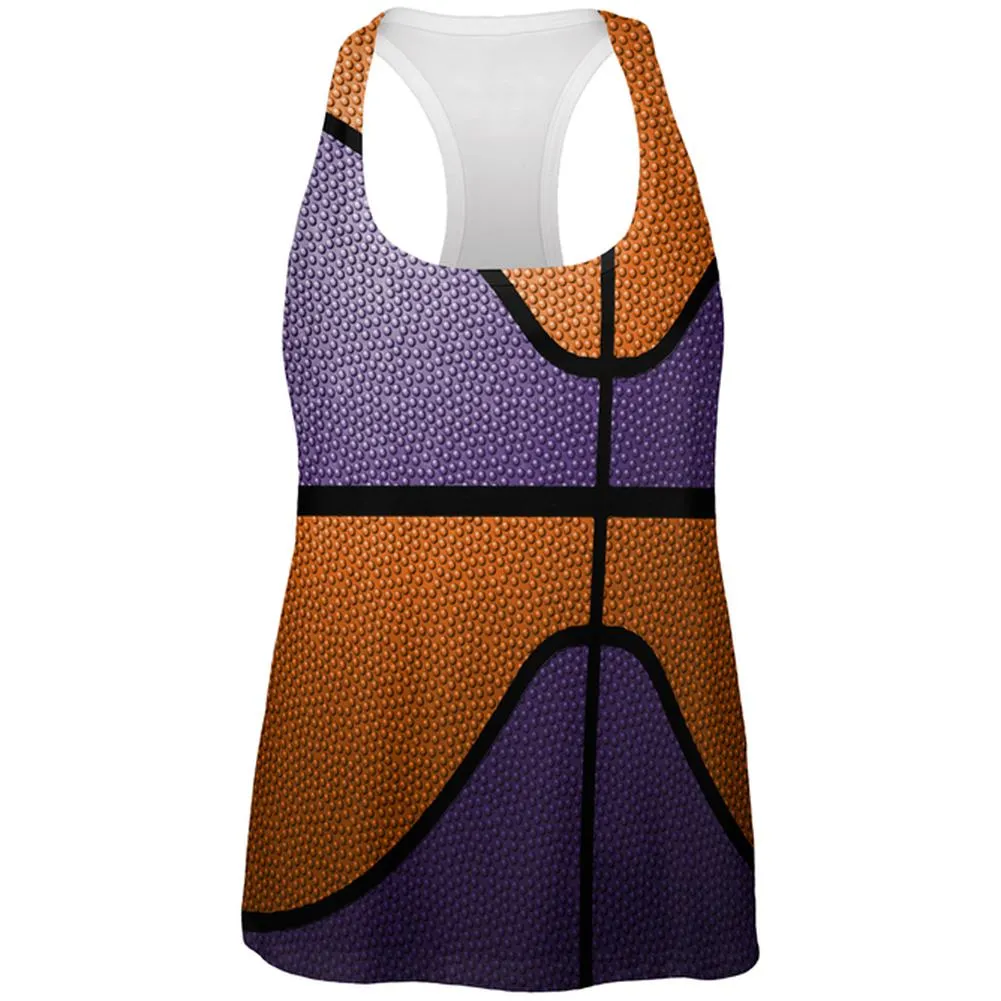 Championship Basketball Orange & Purple All Over Womens Work Out Tank Top sold by Old Glory