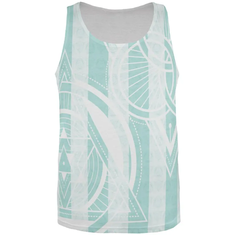 Summer Sacred Geometry Teal Stripes All Over Mens Tank Top sold by Old Glory