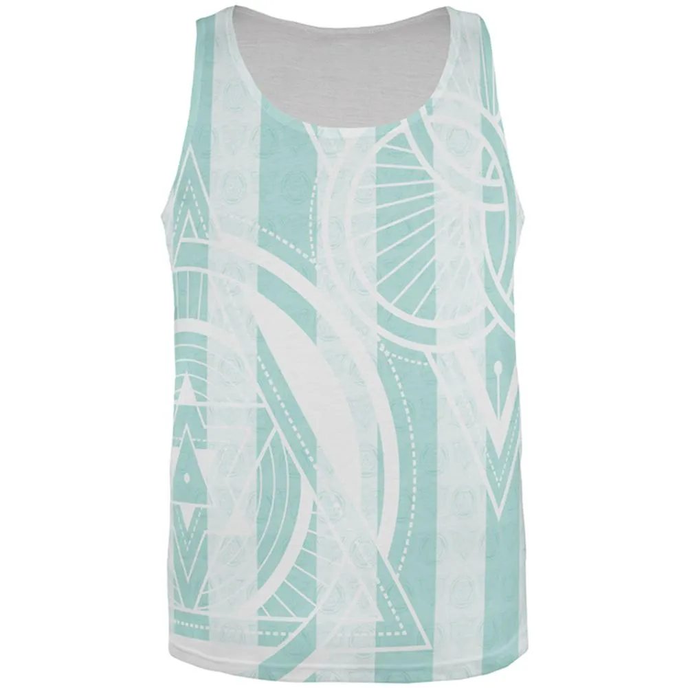 Summer Sacred Geometry Teal Stripes All Over Mens Tank Top sold by Old Glory
