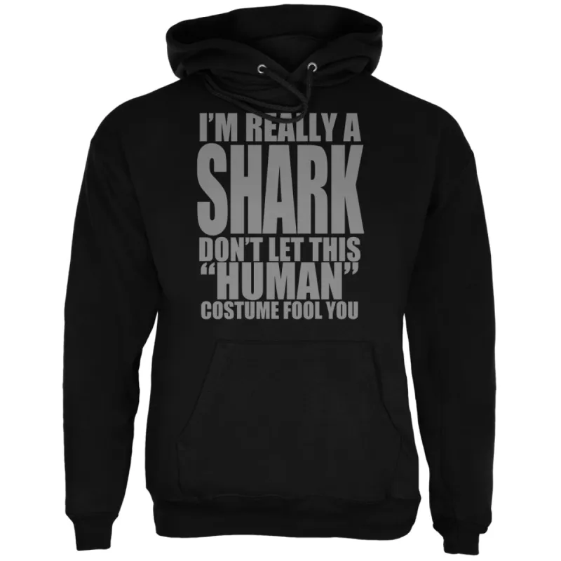 Halloween Human Shark Costume Black Adult Hoodie sold by Old Glory