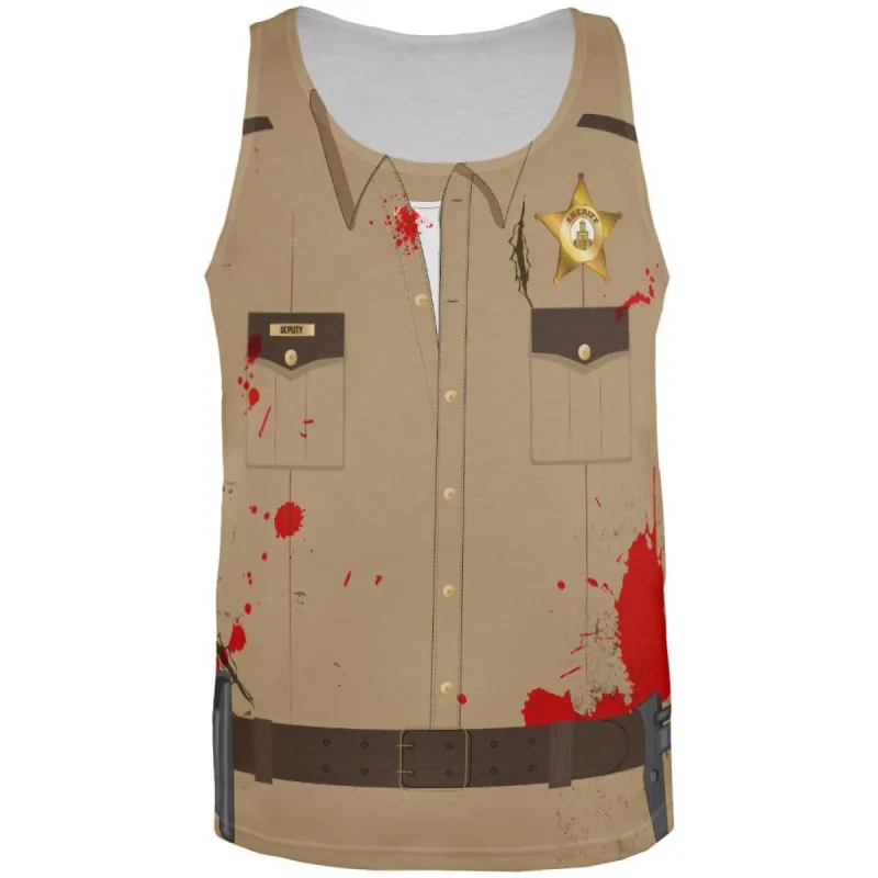 Halloween Zombie Sheriff Costume All Over Adult Tank Top sold by Old Glory