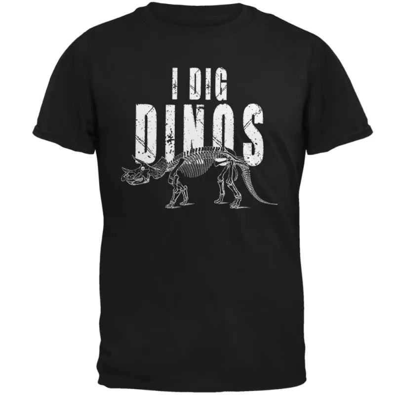 Paleontologist I Dig Dinos Dinosaur Fossil Bones Triceratops Mens Soft T Shirt sold by Old Glory