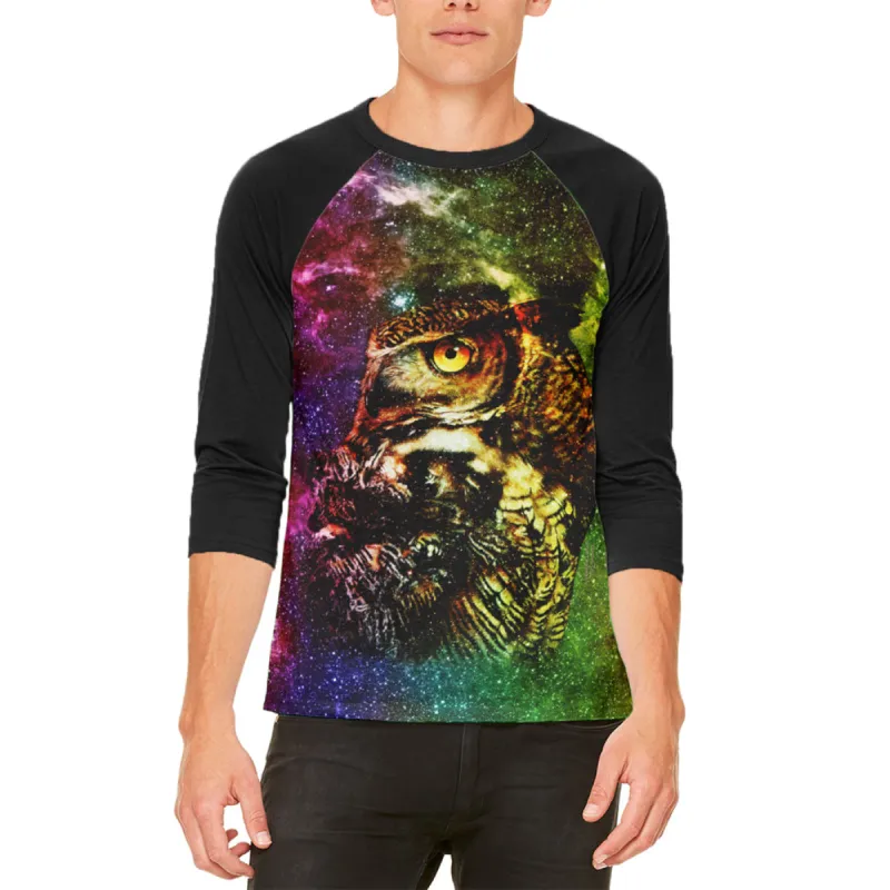 Zen Galaxy Owl Of Wisdom Mens Raglan T Shirt sold by Old Glory