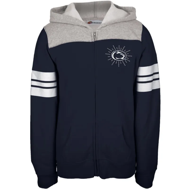 Penn State Nittany Lions - Rhinestone Rays Logo Girls Youth Zip Hoodie sold by Old Glory