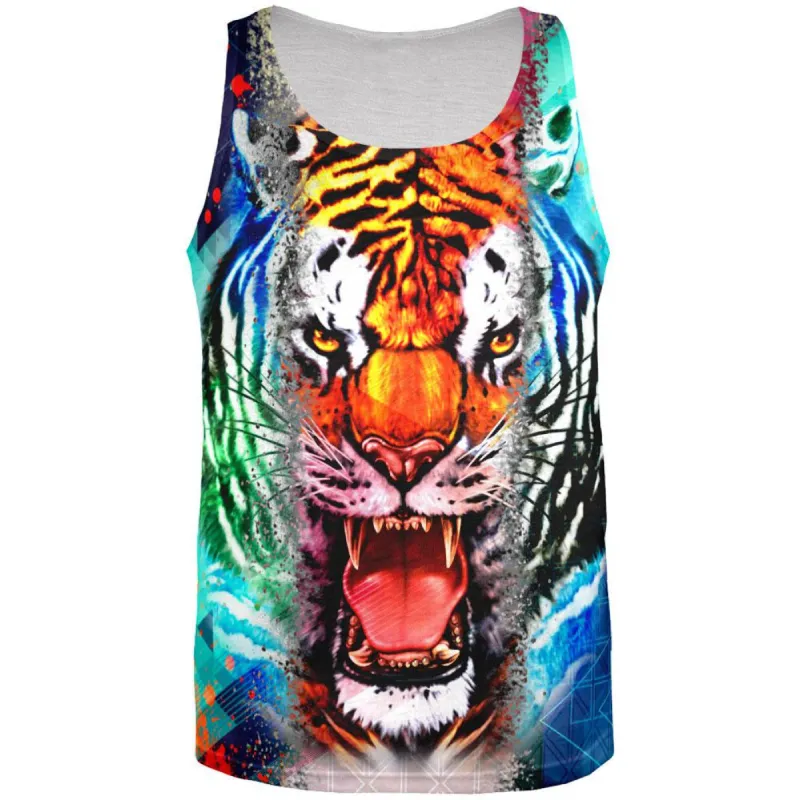 Wild Tiger Splatter All Over Adult Tank Top sold by Old Glory