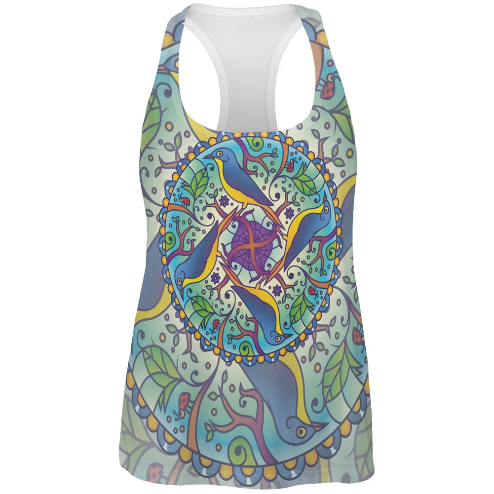Mandala Trippy Stained Glass Spring Birds All Over Womens Work Out Tank Top sold by Old Glory