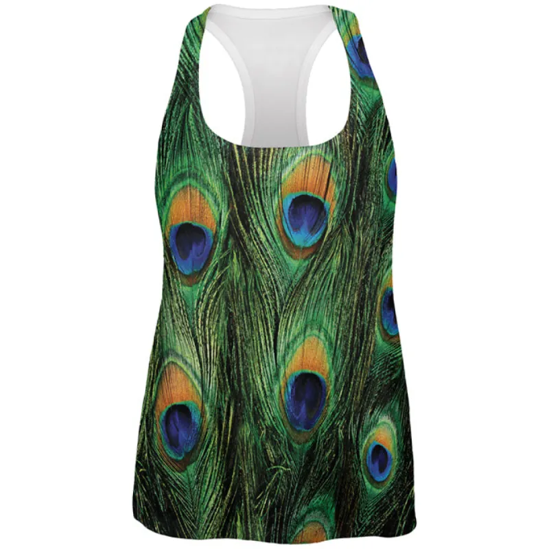 Peacock Feathers All Over Womens Work Out Tank Top sold by Old Glory