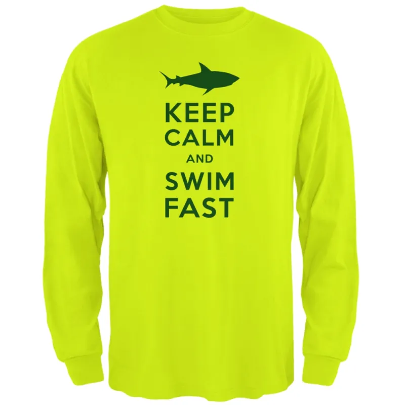 Shark Keep Calm and Swim Fast Mens Long Sleeve T Shirt sold by Old Glory