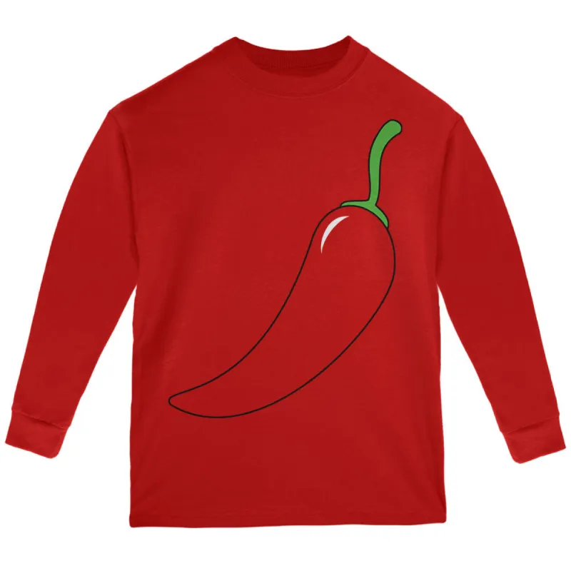 Halloween Chili Pepper Costume of Cinco de Mayo Youth Long Sleeve T Shirt sold by Old Glory