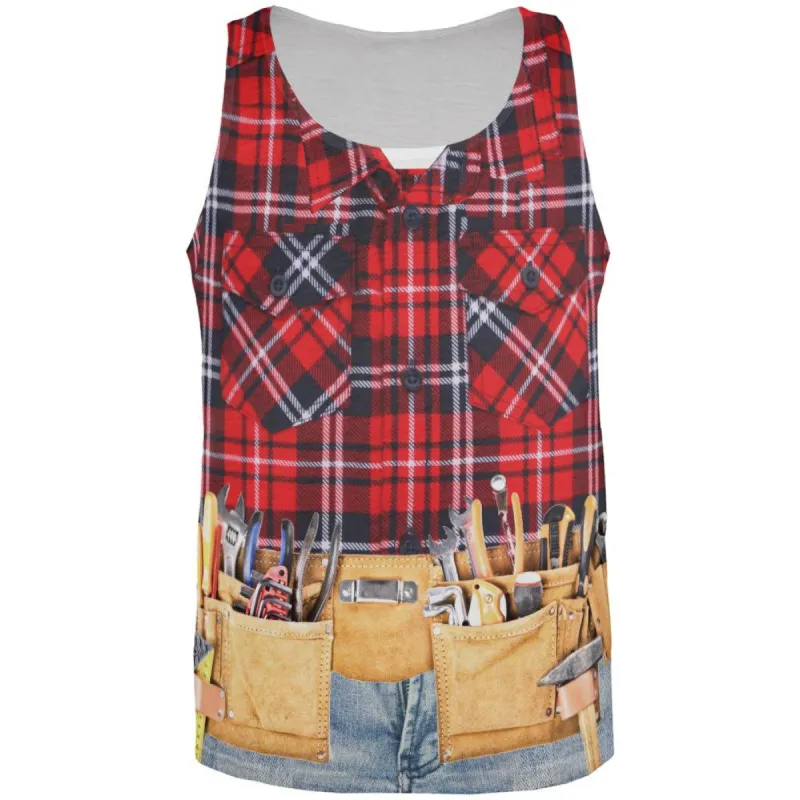 Halloween Plumber Flannel All Over Adult Tank Top sold by Old Glory
