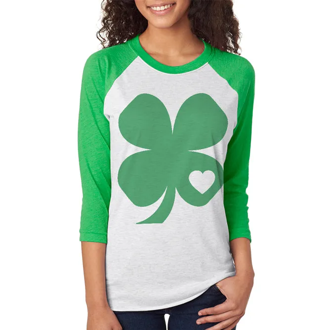 St. Patricks Day Shamrock Heart Unisex Raglan T Shirt sold by Old Glory