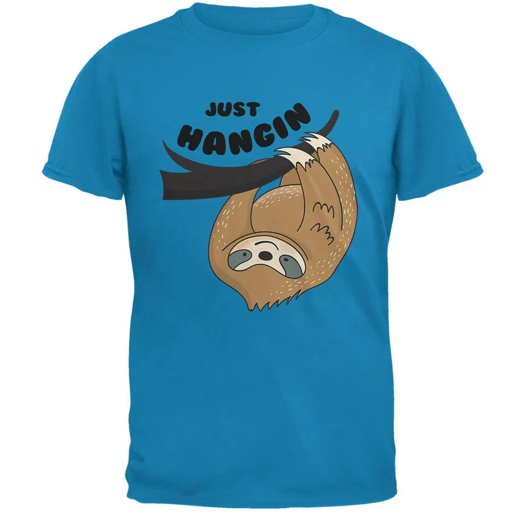 Sloth Just Hangin' Pun Mens T Shirt sold by Old Glory