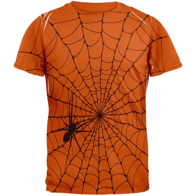 Halloween Giant House Spider Spider Web All Over Texas Orange Adult T-Shirt sold by Old Glory