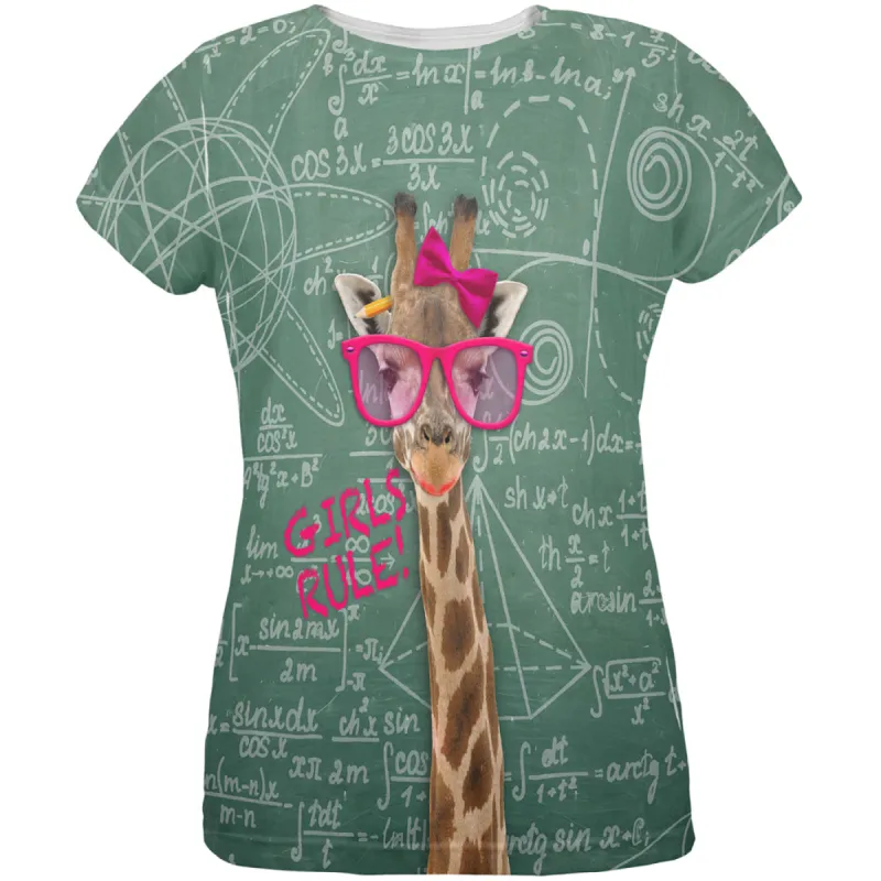 Giraffe Math Geek Girl Formulas All Over Womens T Shirt sold by Old Glory