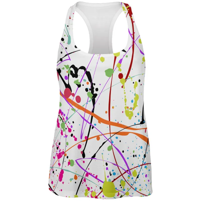 Splatter Paint White All Over Womens Work Out Tank Top sold by Old Glory