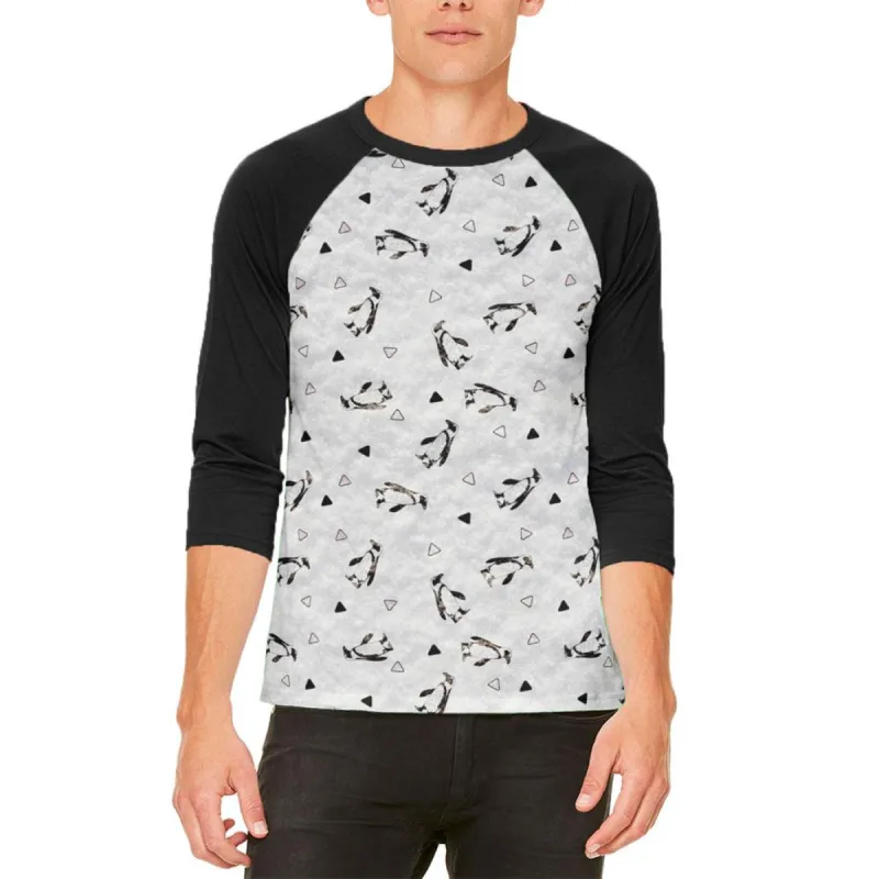 Retro Penguin Pattern Mens Raglan T Shirt sold by Old Glory