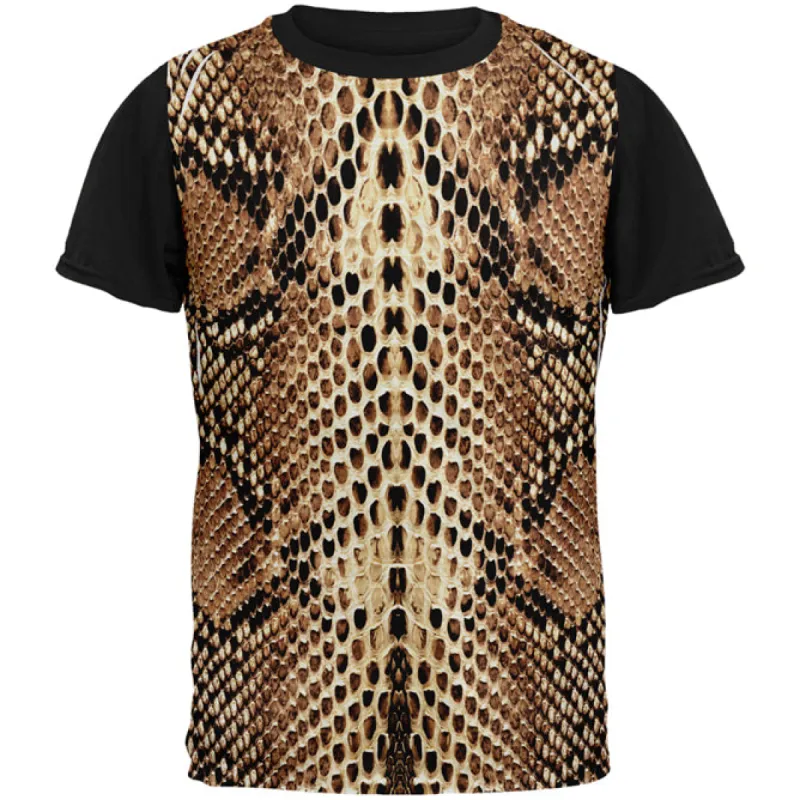 Halloween Rattlesnake Snake Snakeskin Costume All Over Mens Black Back T Shirt sold by Old Glory