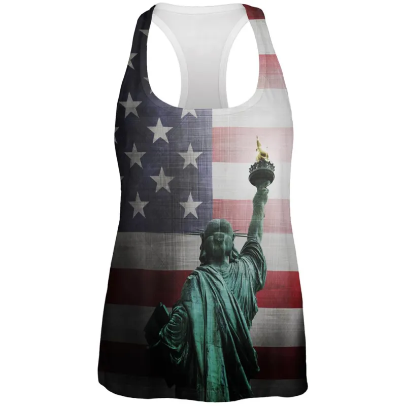 4th of July Let Lady Liberty Light the Way All Over Womens Work Out Tank Top sold by Old Glory
