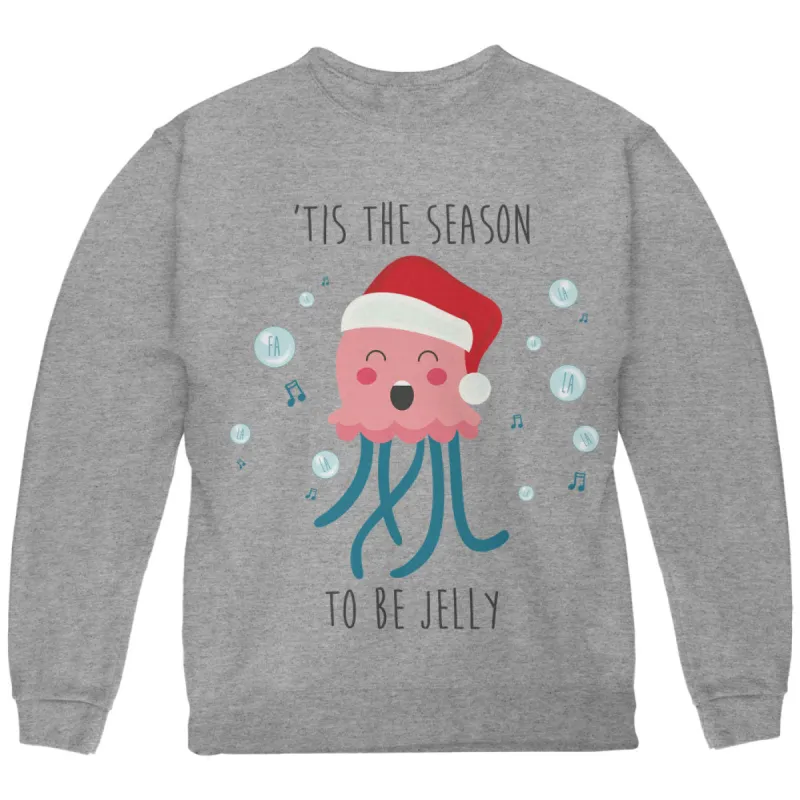 Christmas 'Tis the Season to be Jelly Jolly Jellyfish Pun Youth Sweatshirt sold by Old Glory