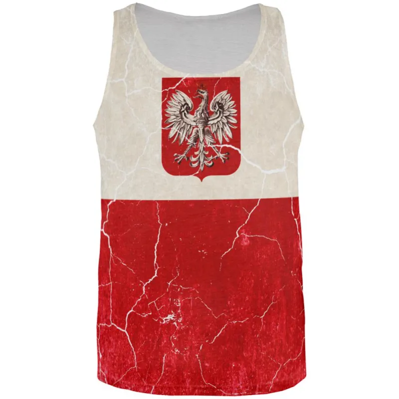 Distressed Grunge Polish Crest Flag All Over Mens Tank Top sold by Old Glory