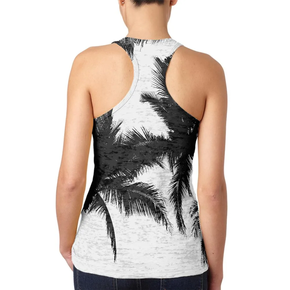 Black And White Palm Tree Silhouette Juniors Burnout Racerback Tank Top sold by Old Glory product image thumbnail 2