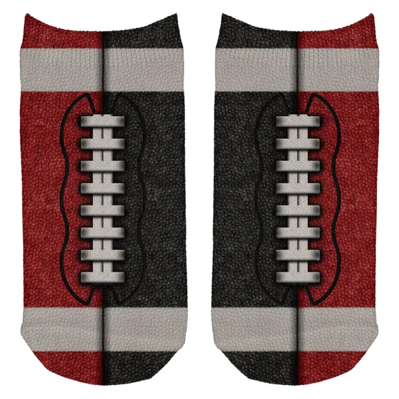Fantasy Football Team Red and Black All Over Adult Ankle Socks sold by Old Glory