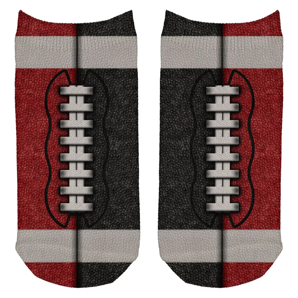 Fantasy Football Team Red and Black All Over Adult Ankle Socks sold by Old Glory