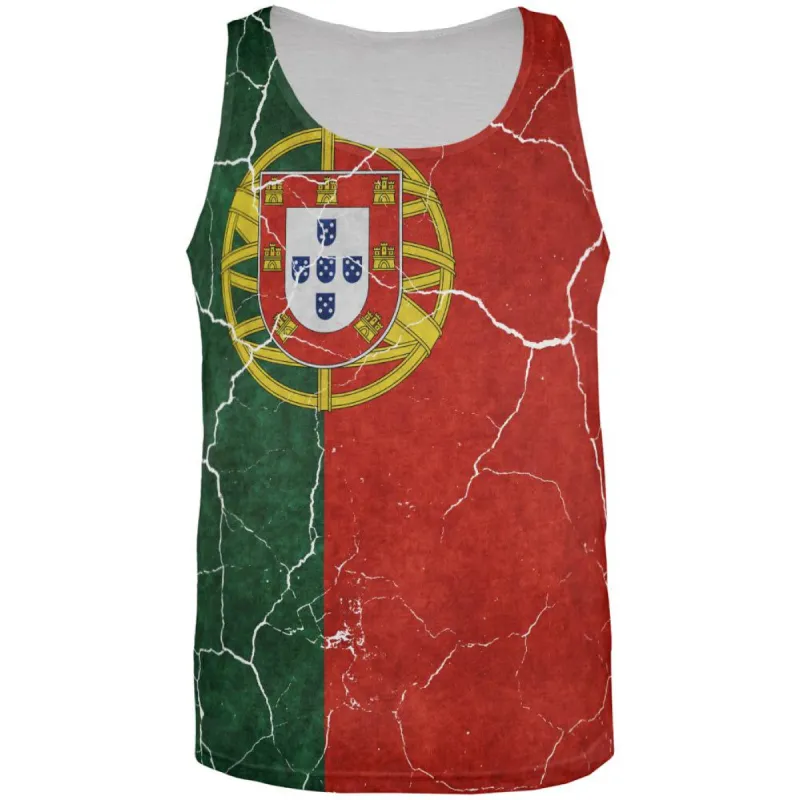 Distressed Portuguese Flag All Over Mens Tank Top sold by Old Glory