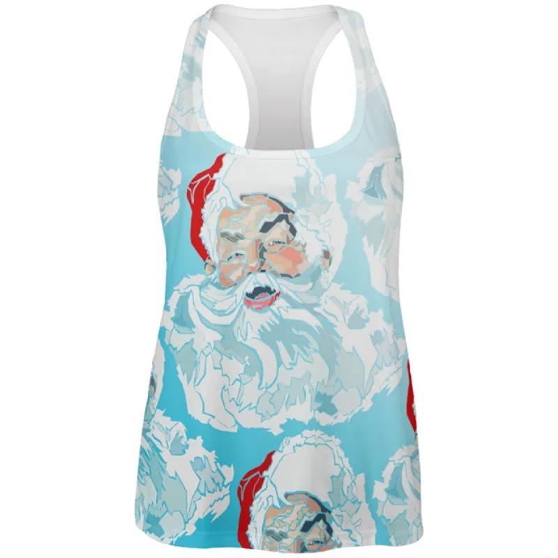 Christmas Classic Jolly Saint Nick Santa Claus All Over Womens Work Out Tank Top sold by Old Glory